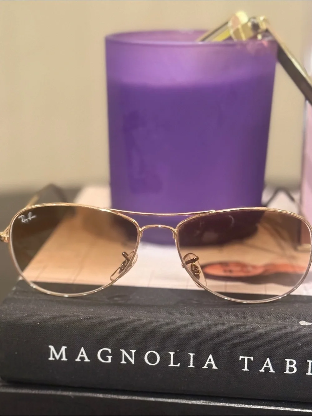 Ray-Ban Gold Frame Sunglasses with Brown Lenses in Very Good Condition